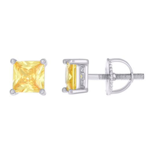 925 Sterling Silver Cz Earrings 5mm Screwback
