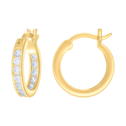 925 Sterling Silver Cz Inside-Out Hoop Earrings 3M