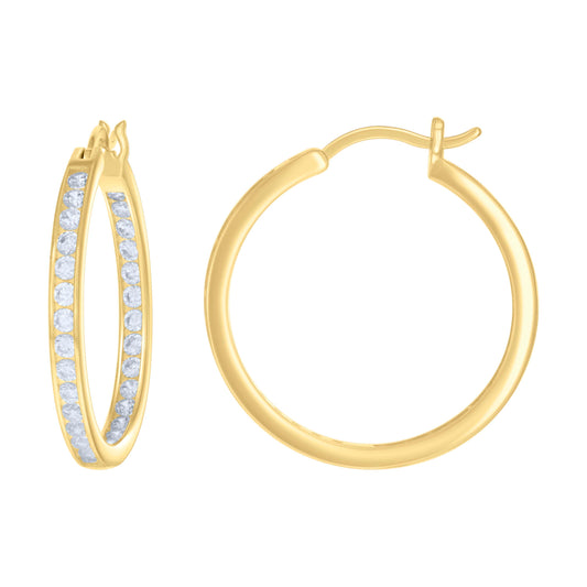 925 Sterling Silver Cz Inside-Out Hoop Earrings 3M
