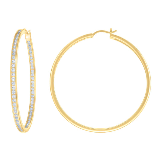 925 Sterling Silver Cz Inside-Out Hoop Earrings 3M