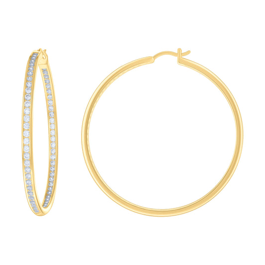 925 Sterling Silver Cz Inside-Out Hoop Earrings 3M