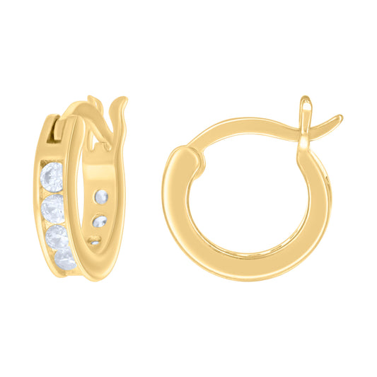 925 Sterling Silver Cz Hoop Earrings 3mm-12