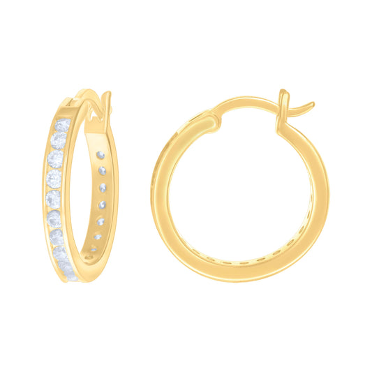 925 Sterling Silver Cz Hoop Earrings 3mm-20