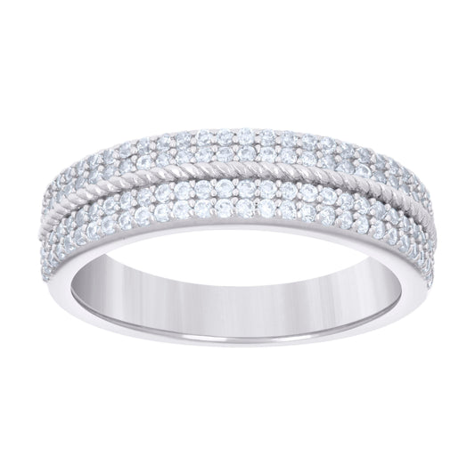925 Sterling Silver Cz Ring Band S5