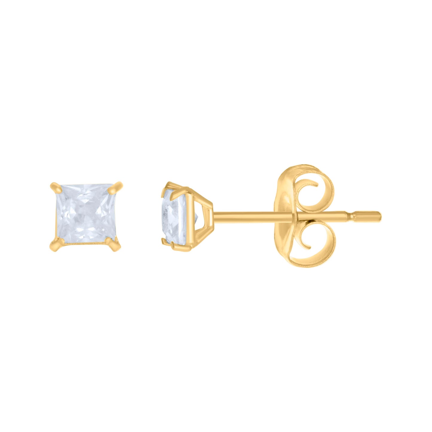 10Kt Gold 3mm Square Cz Earing