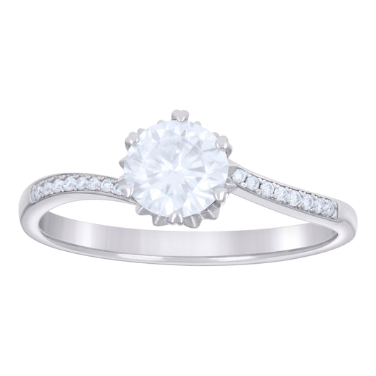 925 Sterling Silver 1.11Ctw Moissanite Ring S5