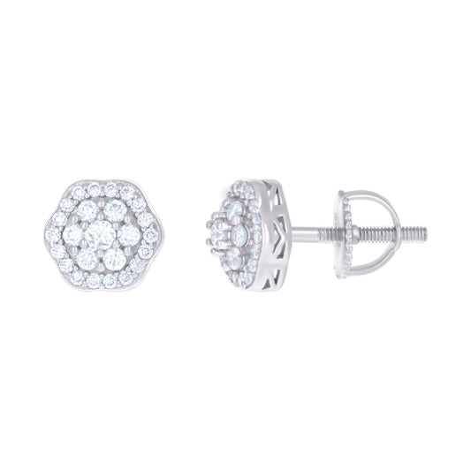 925 Sterling Silver Cz Earrings With Screwback