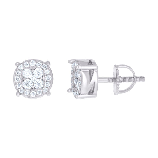 925 Sterling Silver Cz Earrings With Screwback