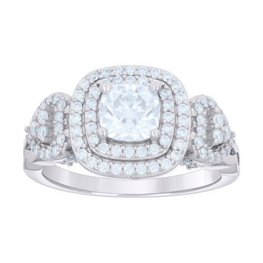925 Sterling Silver Ring S7  Moissanite Ctw 1.706
