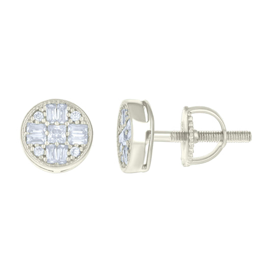 925 Sterling Silver Earrings Moissanite Ctw R:0.05