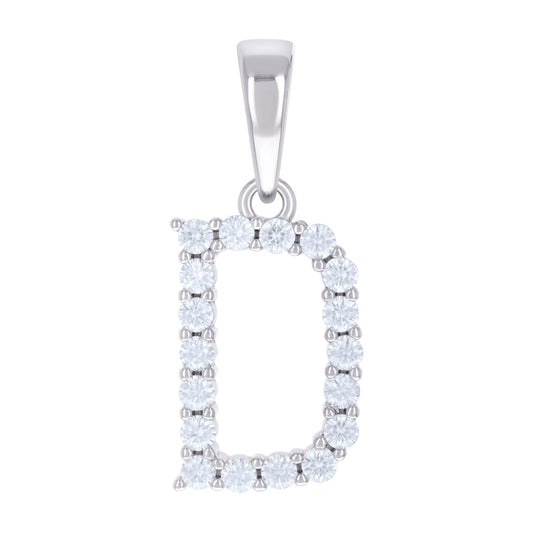 925 Silver Initial Letter "D" Pendant Moissanite C