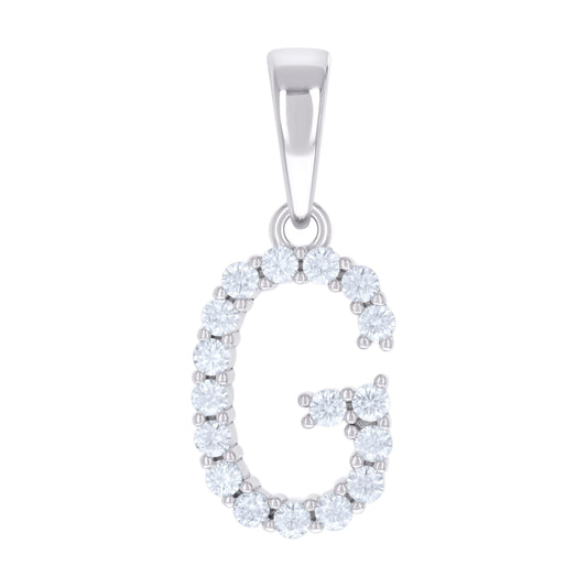 925 Silver Initial Letter "G" Pendant Moissanite C