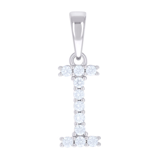 925 Silver Initial Letter "I" Pendant Moissanite C