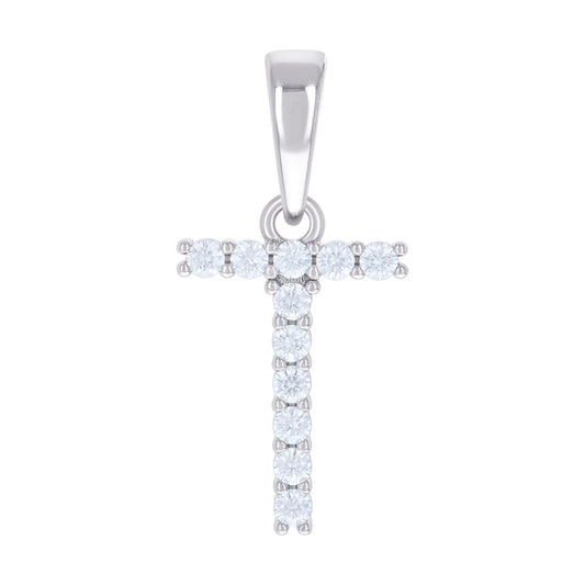 925 Silver Initial Letter "T" Pendant Moissanite C
