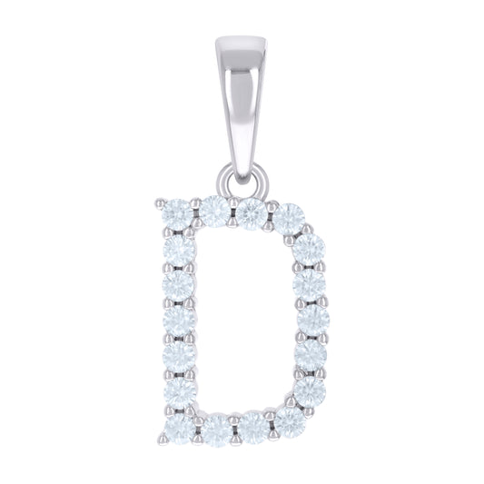 925 Sterling Silver Cz Pendant Initial Letter "D"