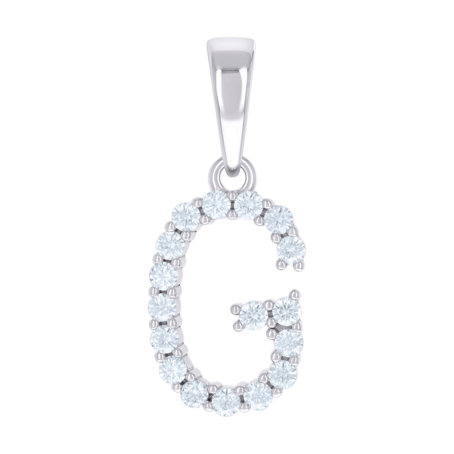 925 Sterling Silver Cz Pendant Initial Letter "G"