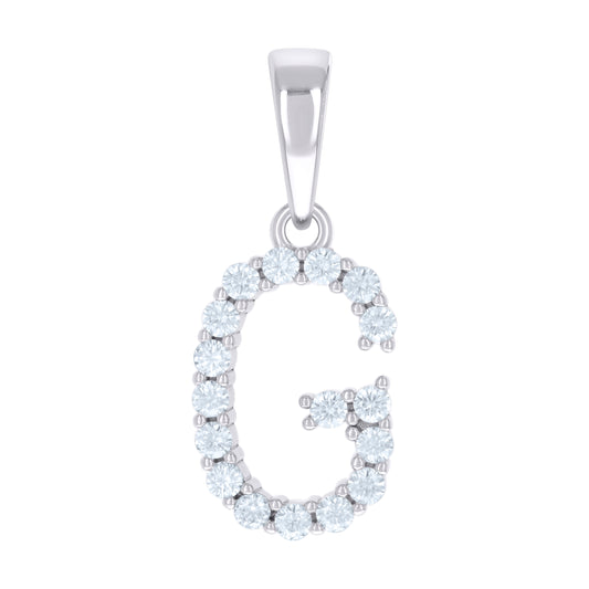 925 Sterling Silver Cz Pendant Initial Letter "G"