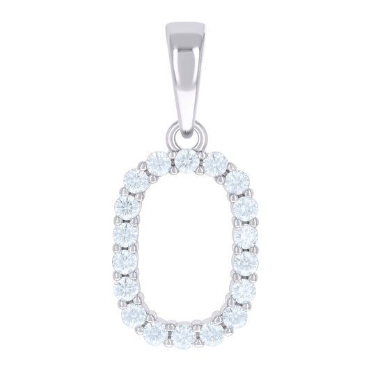 925 Sterling Silver Cz Pendant Initial Letter "O"