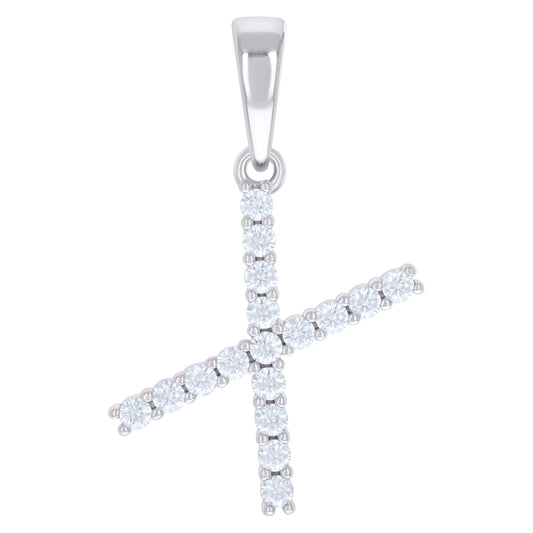 925 Sterling Silver Cz Pendant Initial Letter "X"