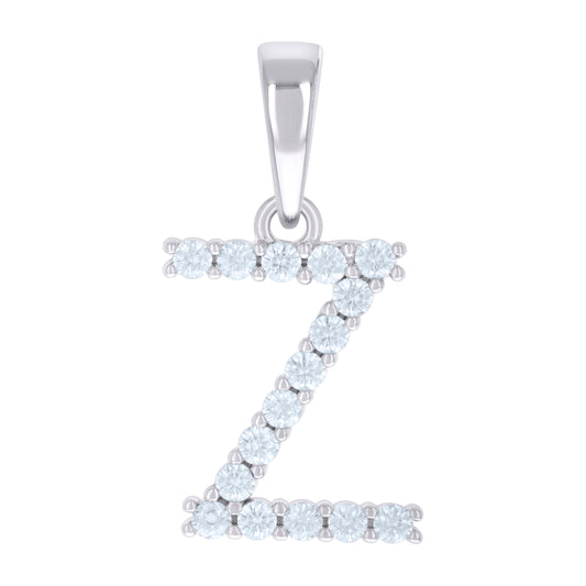 925 Sterling Silver Cz Pendant Initial Letter "Z"