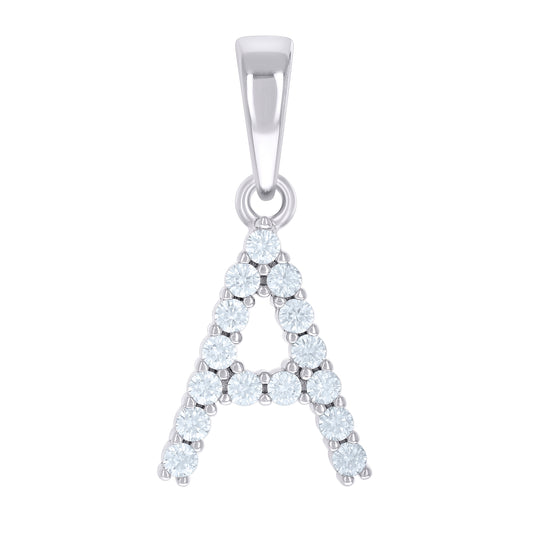 925 Sterling Silver Cz Pendant Initial Letter "A"