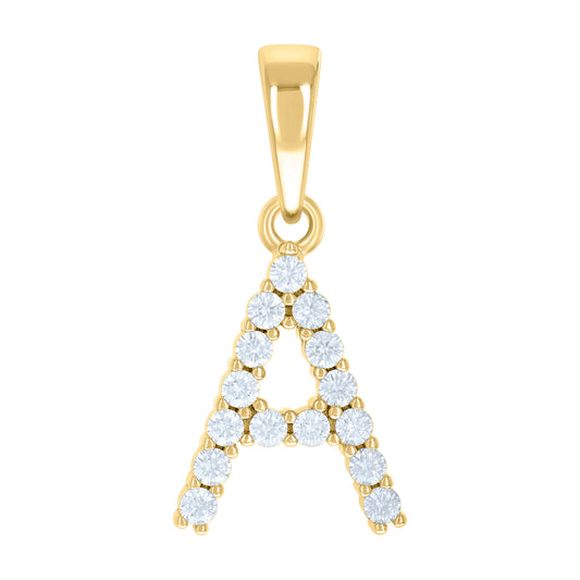 925 Sterling Silver Cz Pendant Initial Letter "A"
