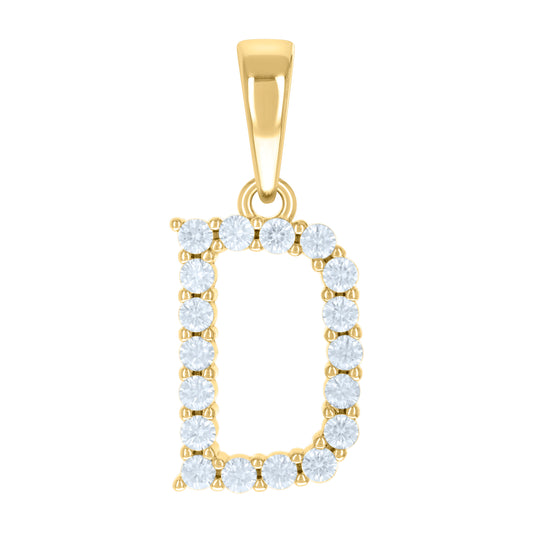 925 Sterling Silver Cz Pendant Initial Letter "D"