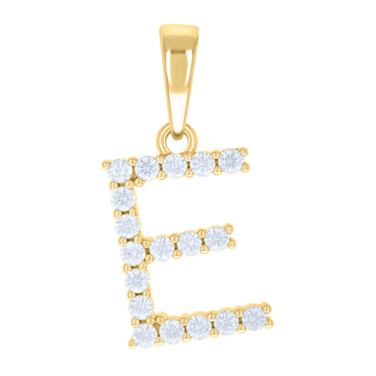 925 Sterling Silver Cz Pendant Initial Letter "E"