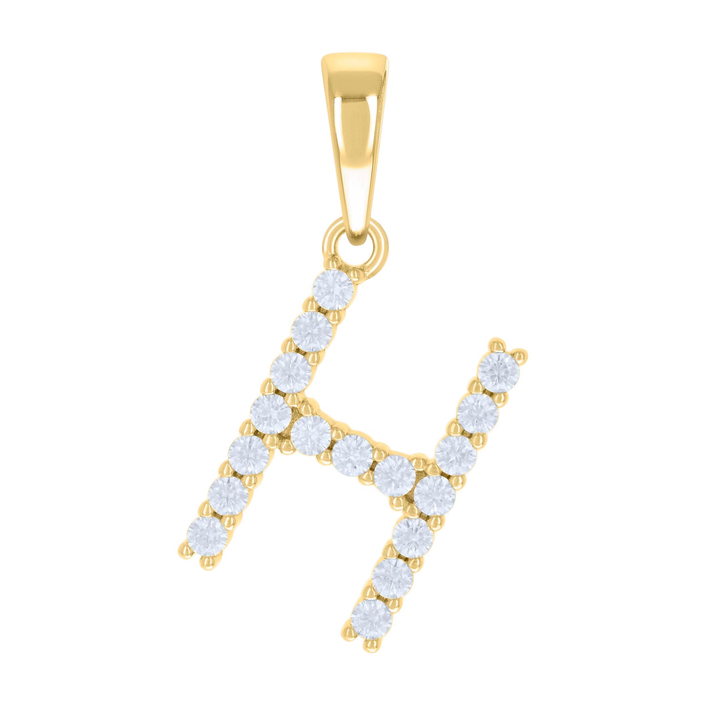 925 Sterling Silver Cz Pendant Initial Letter "H"