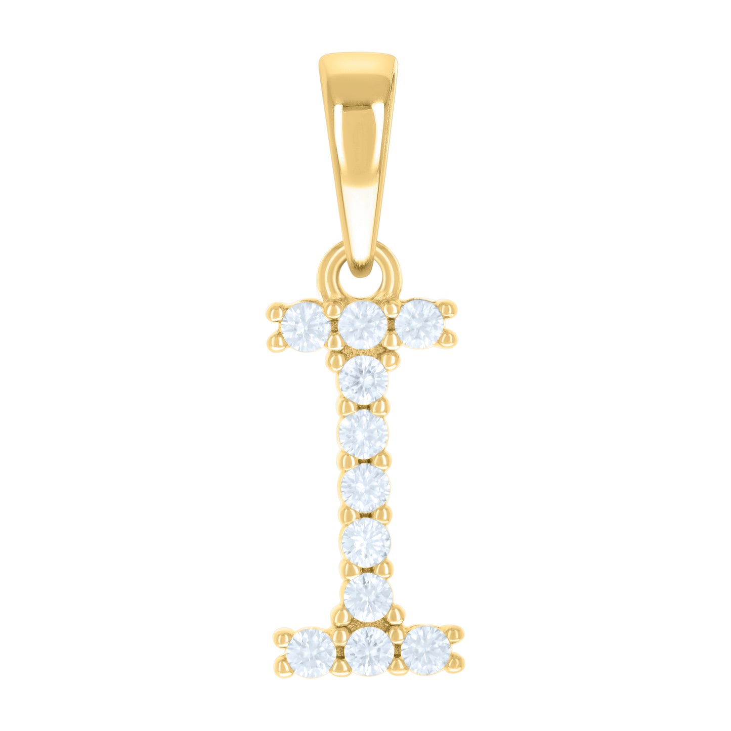925 Sterling Silver Cz Pendant Initial Letter "I"