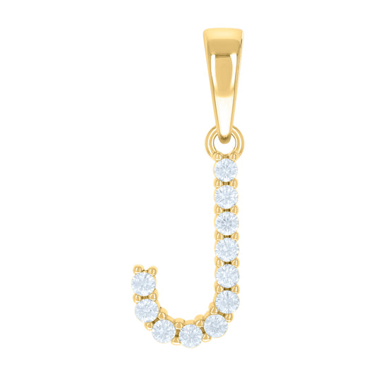 925 Sterling Silver Cz Pendant Initial Letter "J"