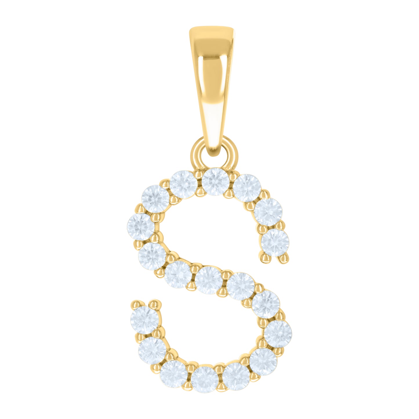 925 Sterling Silver Cz Pendant Initial Letter "S"