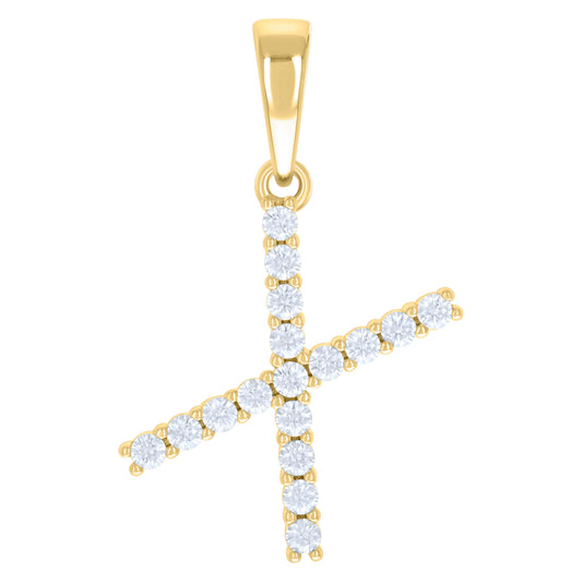 925 Sterling Silver Cz Pendant Initial Letter "X"