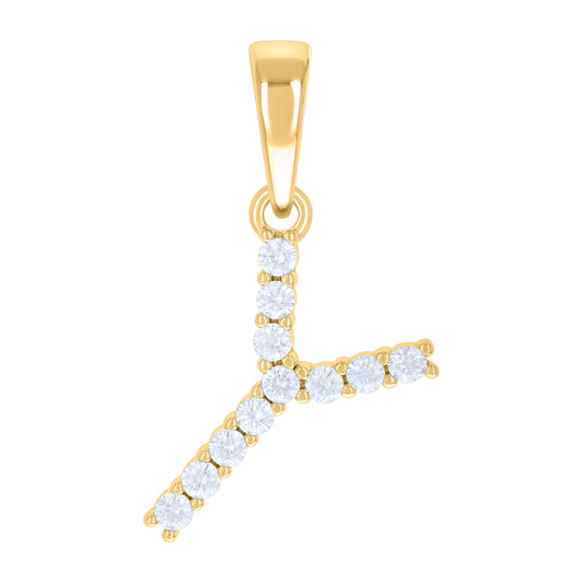 925 Sterling Silver Cz Pendant Initial Letter "Y"