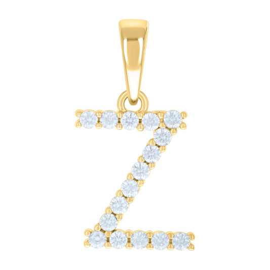925 Sterling Silver Cz Pendant Initial Letter "Z"
