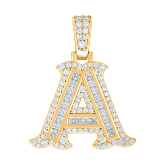 925 Silver Pendant "A" Moissanite 0.59Ct, Baguette