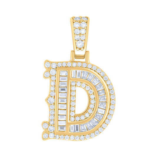 925 Silver Pendant "D" Moissanite 0.55Ct, Baguette