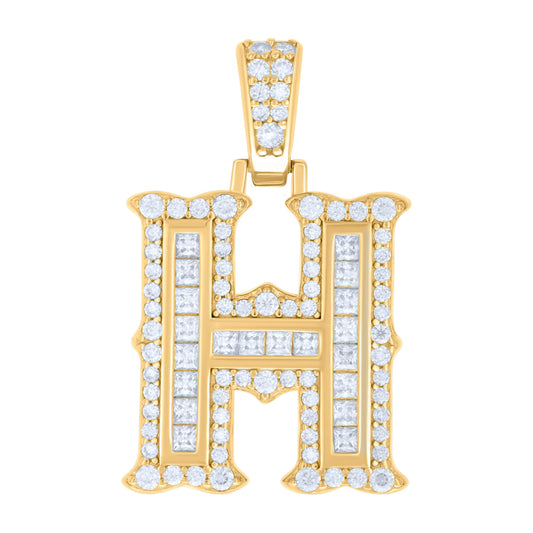 925 Silver Pendant "H" Moissanite 0.64Ct, Baguette