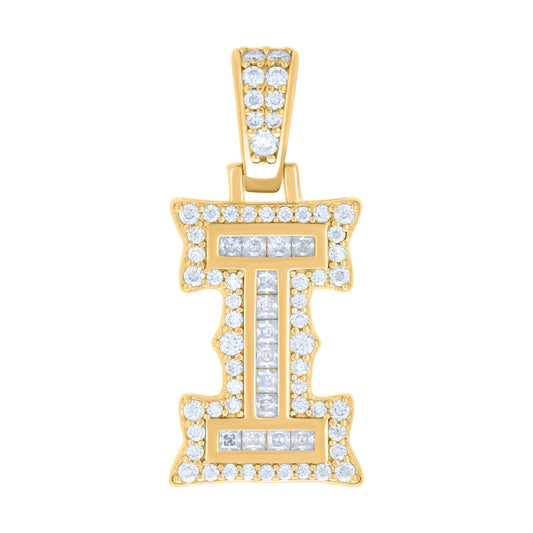 925 Silver Pendant "I" Moissanite 0.49Ct, Baguette