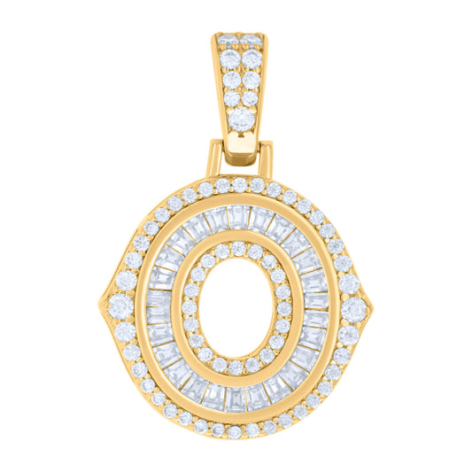 925 Silver Pendant "O" Moissanite 0.56Ct, Baguette
