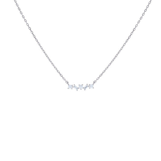 925 Sterling Silver Cz Necklace 16"+2"