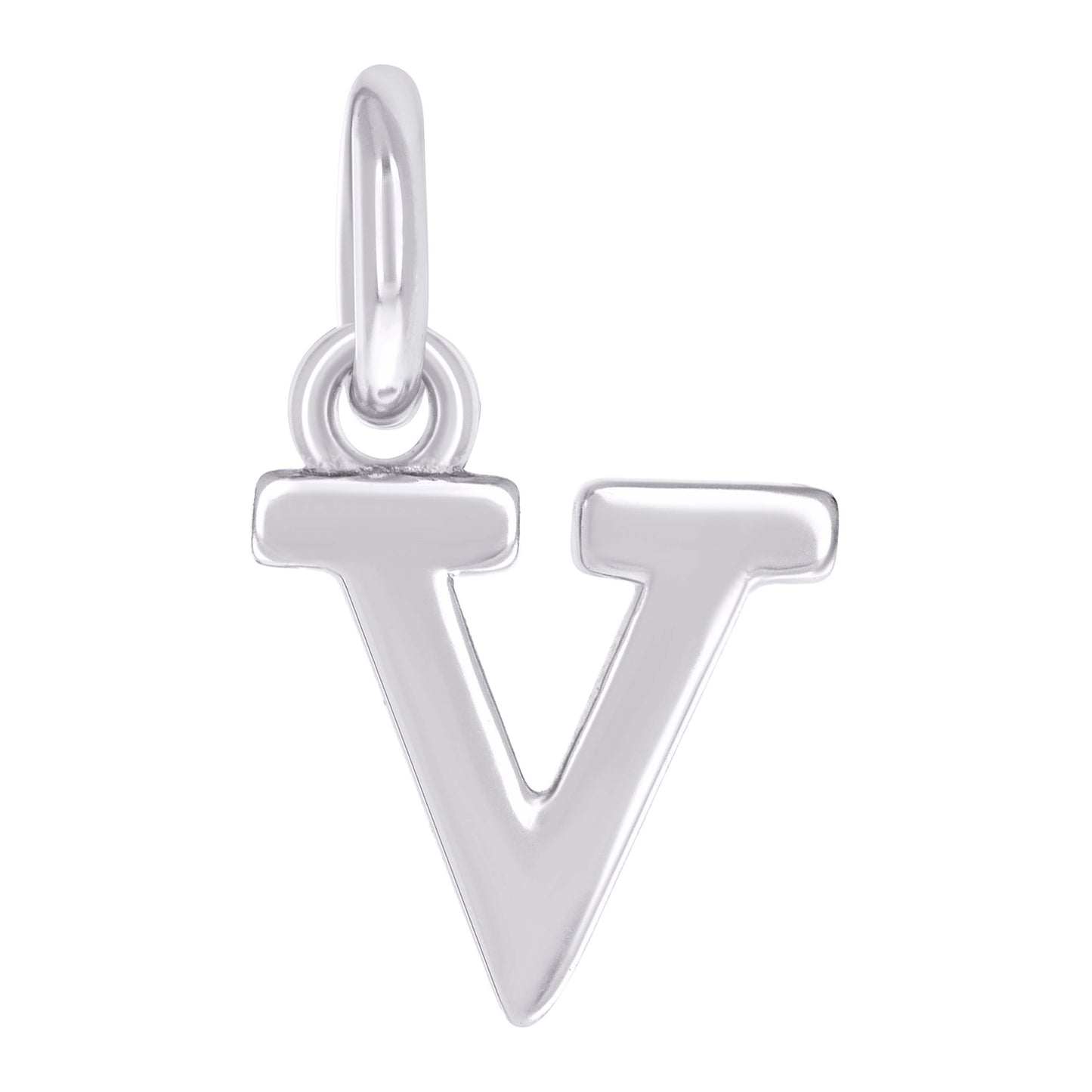 925 Sterling Silver Initial Pendant "V"