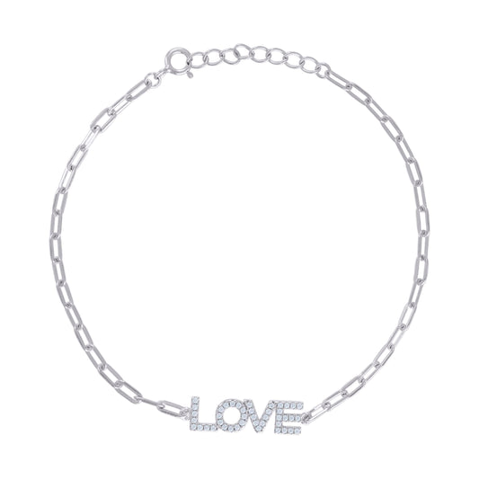925 Sterling Silver Cz Bracelet 7"+1"