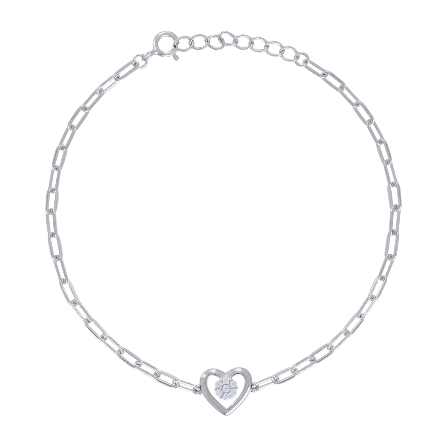 925 Sterling Silver Cz Bracelet 7"+1"