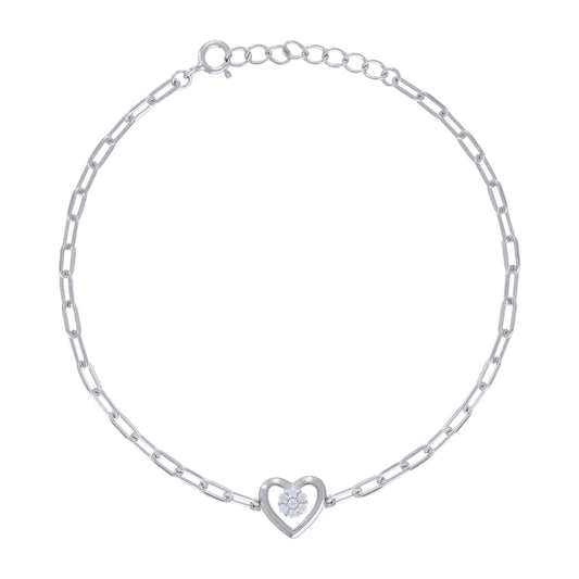 925 Sterling Silver Cz Bracelet 7"+1"