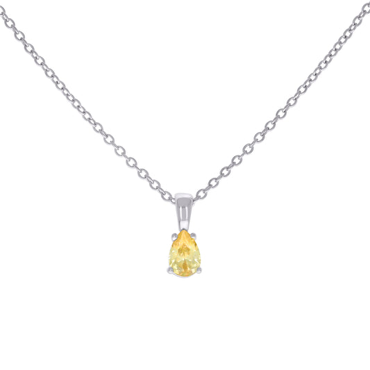 925 Sterling Silver Cz Necklace 16"+2"