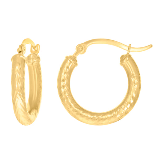 14Kt Gold Fancy Hoop Earrings 3mm-19