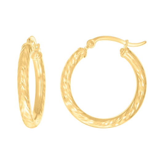 14Kt Gold Fancy Hoop Earrings 3mm-25