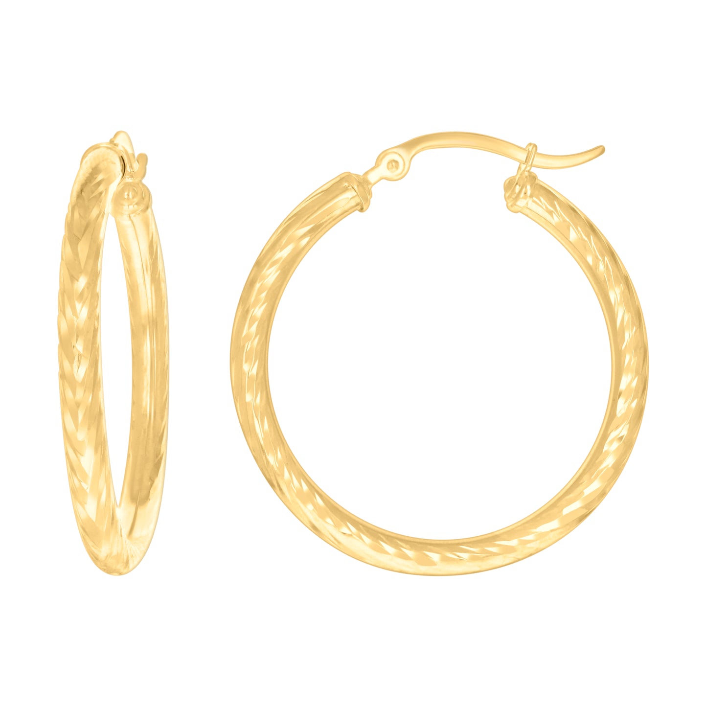 14Kt Gold Fancy Hoop Earrings 3mm-31