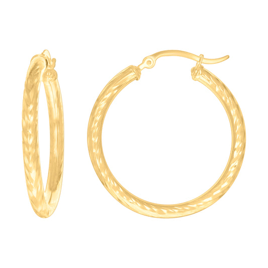 14Kt Gold Fancy Hoop Earrings 3mm-31